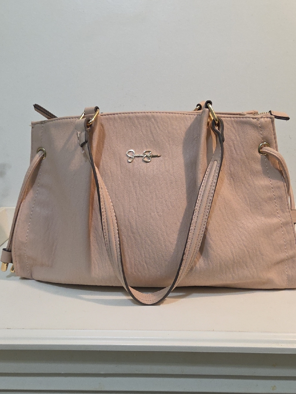 Jessica Simpson Pale Blush Shoulder Tote with Gold Hardware